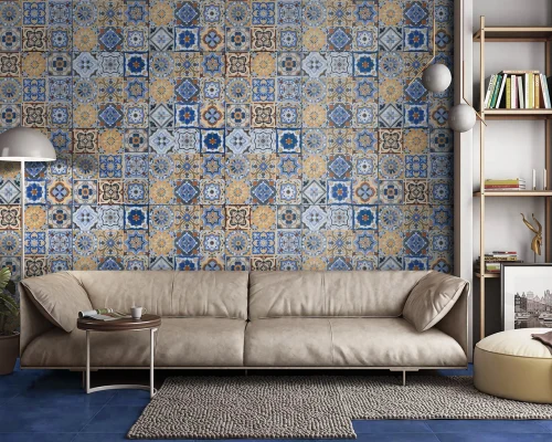 Tiles Decorative Moroccan pattern ceramic tiles for kitchen backsplash and bathroom feature walls at Mrald Buildwares Thrissur.